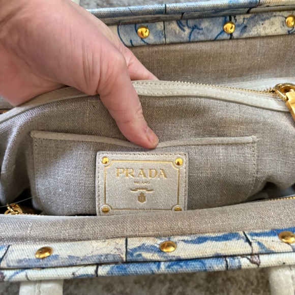 Prada Blue and White Canvas Tote Bag - Picture 13 of 13